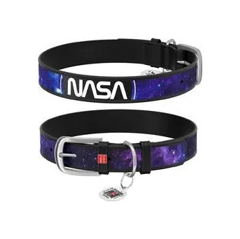 Obojek pro psa Obojek kožený NASA21 černý (46-60cm/2,5cm)