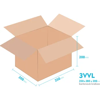 Obalový materiál Kartonové krabice 3VVL - 250x200x200mm - vnitřní 245x195x190mm