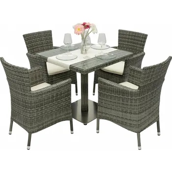 Jídelní set DEOKORK Zahradní ratanová sestava GINA II. 1+4 (šedá)