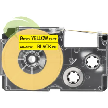 Pásek do tiskárny TONERSYP páska pro Casio XR-9YW, 9mm x 8m černý tisk / žlutý podklad