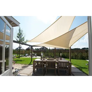 Slunečník Stínící plachta proti slunci (slunečník) - pravoúhlý trojúhelník 4x4x5,7 m - Smetanová