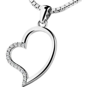Náhrdelník Dámský přívěsek přírodní diamant 0.082 ct G/SI srdce s bílé zlato 10948-B-DIA délka řetízku 40 cm