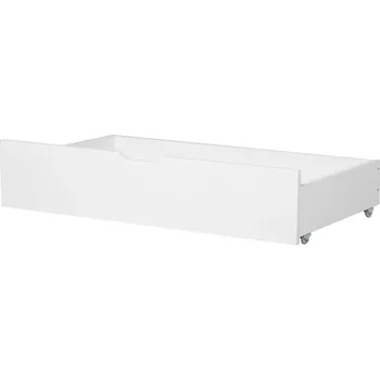 Úložný box 2 zásuvky na palandu, bílé borové dřevo 20 x 97 cm s kolečky Beliani