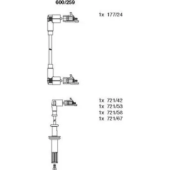 Zapalovací kabel Sada kabelů pro zapalování, , 7604095, BREMI, 600/259