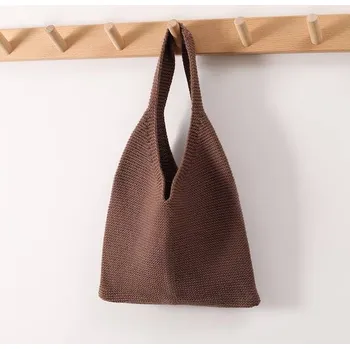 Dámská háčkovaná taška přes rameno - káva,S 22 x 18 x 18 cm