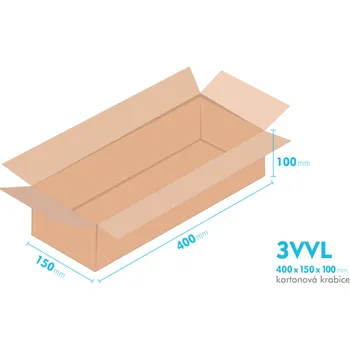 Obalový materiál Kartonové krabice 3VVL - 400x150x100mm - vnitřní 395x145x90mm