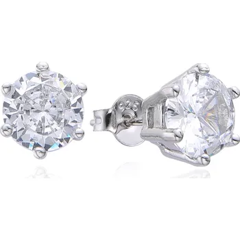 Náušnice NUBIS® Stříbrné náušnice s čirými zirkony 8mm - NB-3894-08