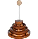 Hračka pro kočky FLAMINGO - Cattivo dřevěná pyramida s koulodráhami hnědá 21,5x30,5cm