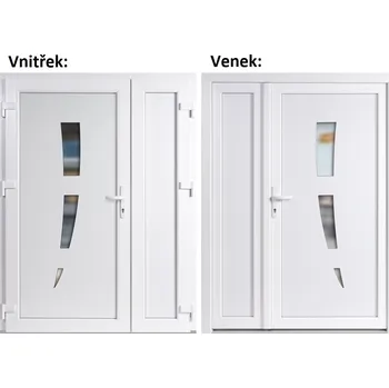 Vchodové dveře Dvoukřídlé vchodové dveře plastové Soft 123+Panel Plný, Bílá/bílá, 130x200 cm, levé