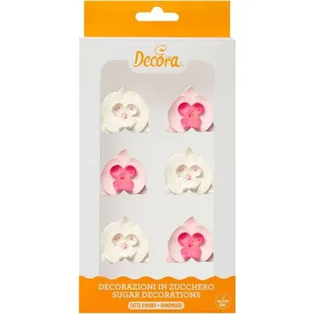 Jedlá dekorace na dort Cukrová dekorace orchideje, 6ks - Decora