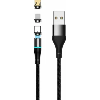 Datový kabel GSM109713 SETTY USB magnetický kabel 1m 2A nylon black