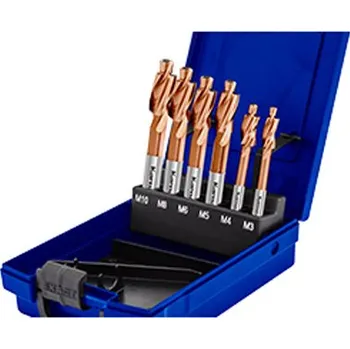 Závitořezný nástroj Karnasch 401793 | Sada plošných záhlubníků 180°, DIN 373, pro díry na závity, pro závity M3, M4, M5, M6, M8, M10, povlakované