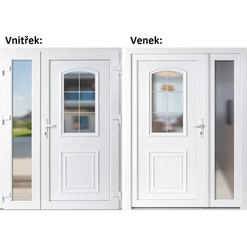 Vchodové dveře Dvoukřídlé vchodové dveře plastové Soft 3D 302+Sklo Nisip, Bílá/bílá, 150x200 cm, pravé