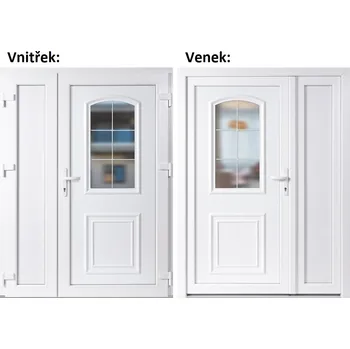 Vchodové dveře Dvoukřídlé vchodové dveře plastové Soft 3D 302+Panel Plný, Bílá/bílá, 150x200 cm, pravé