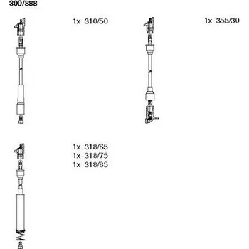 Zapalovací kabel Sada kabelů pro zapalování, , 1612513E, 90350559, BREMI, 300/888