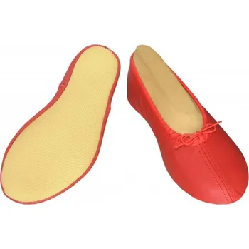 Dámská sálová obuv Gymnastické cvičky kůže Iris - podešev pryž - červené - 31
