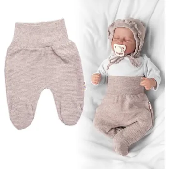 Dupačky Pletené kojenecké polodupačky Hand Made, Baby Nellys, béžové, Velikost koj. oblečení 56 (1-2m)