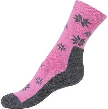 Dámské ponožky Dámské merino ponožky se vzorem růží s vlněným froté na podrážce barva růžová SAFA Velikost: 36-40