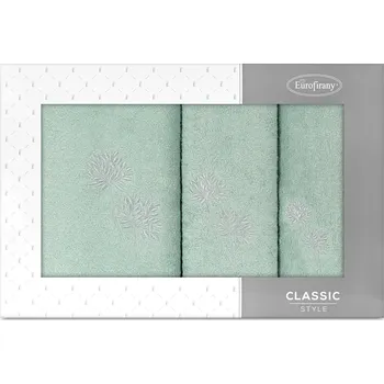 Kosmetická sada Dárková sada ručníků ACELIA - dusty mint, vyšívané květy