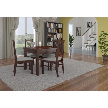 Jídelní set Nábytek PEGAS s.r.o. Sada stůl s židlemi RODOS 38 Tmavý ořech