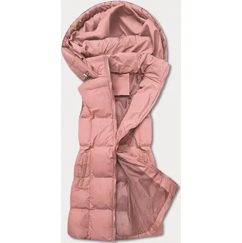 Dámská péřová vesta s kapucí 5M721-46 růžová Dámská vesta Dámská péřová vesta s kapucí 5M721-46 růžová
