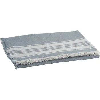 Přehoz na lůžko Modro - bílý bavlněný pléd Stripes - 130*170 cm