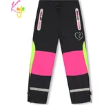 Dívčí šusťákové kalhoty, zateplené - KUGO DK7127, černá / růžová Barva: Černá, Velikost: 98