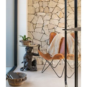 Konferenční stolek Odkládací kulatý stůl s nohou ve tvaru opice Ape Brown - 52*48*62 cm