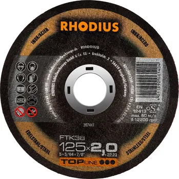 Řezný kotouč Rhodius 207441 | Řezný kotouč 125 x 2,0 x 22,23 mm, FTK38 vypouklý