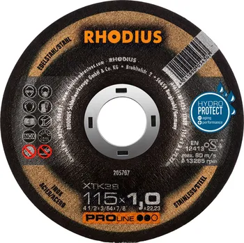 Řezný kotouč Rhodius 205707 | Řezný kotouč 115 x 1,0 x 22,23 mm, XTK38, vypouklý