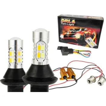Autožárovka LED žárovky BA15S denní svícení + blinkr 2v1, 20SMD, 2ks