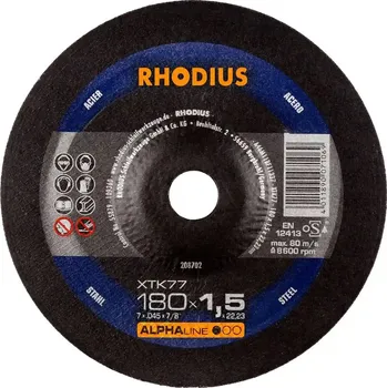 Řezný kotouč Rhodius 208702 | Řezný kotouč 180 x 1,5 x 22,23 mm, XTK77, vypouklý