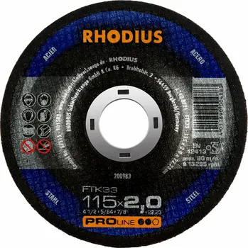 Řezný kotouč Rhodius 200983 | Řezný kotouč 115x2,0x22,23 mm, FTK33, vypouklý