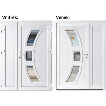 Vchodové dveře Dvoukřídlé vchodové dveře plastové Soft 3D 5901+Panel Plný, Bílá/bílá, 150x200 cm, pravé