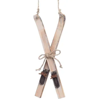 Vánoce Dřevěná dekorace, LYŽE NATURAL, 17,5x7x1 cm, 1 kus