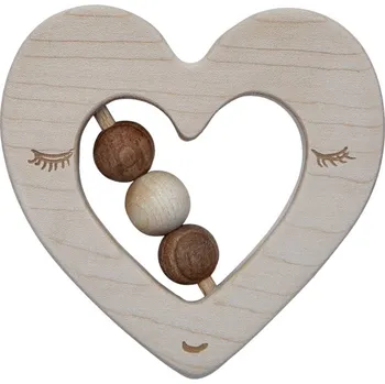 Výuková hračka Wooden Story Chrastítko - Srdíčko