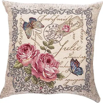 Dekorativní polštářek Dekorační polštář růže a motýlci, 45x45 cm