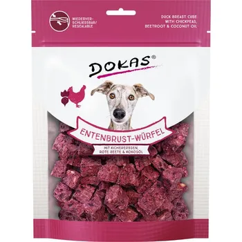 Pamlsek pro psa Dokas - Kachní kostky s cizrnou a č. řepou 150 g - pamlsky sušené mrazem