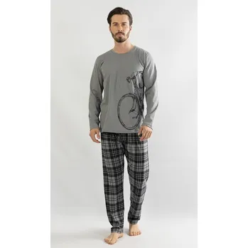 Pánské pyžamo Pánské pyžamo dlouhé Velké Kolo šedá XL - vyrobeno v EU