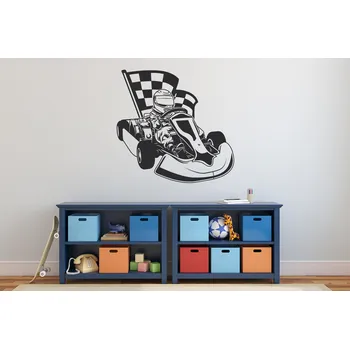 Samolepící dekorace Lepy.cz Samolepka na zeď Motokára Velikost (šířka x výška): 95x91cm, Barevná varianta: Bílá