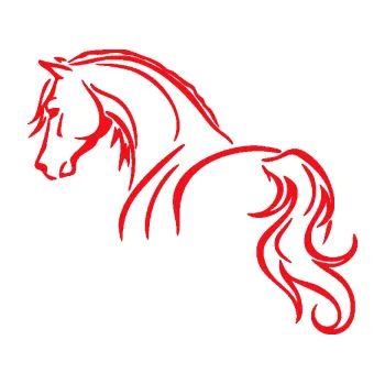 Samolepící dekorace SAMOLEPKA Kůň 104 levá (10 - červená) NA AUTO, NÁLEPKA, FÓLIE, POLEP, TUNING, VLASTNÍ TEXT, TISK, AUTOSAMOLEPKY.cz, POLEPY, OBRÁZEK, LOGO, SAMOLEPKY