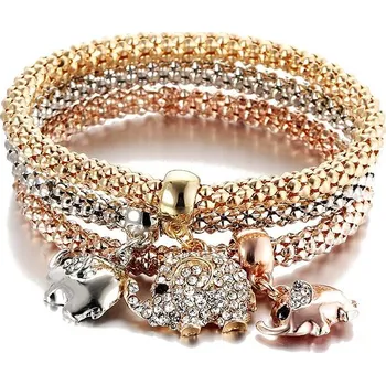 Náramek Silver Star pružný náramek z chirurgické oceli, 3 kusy se zámkem