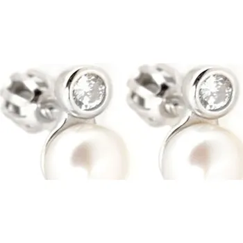 Náušnice Stříbrné náušnice s bílou perličkou AGUP1658PS