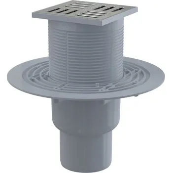 Kanalizační potrubí Podlahová vpust Alcadrain (Alcaplast) 105 x 105/50/75 mm přímá, mřížka nerez, vodní zápachová uzávěra APV201