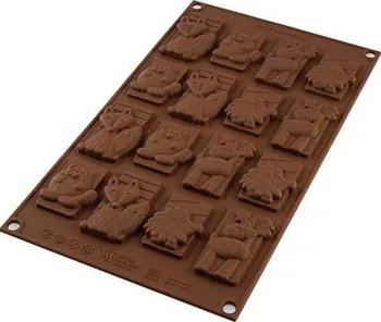 Silikomart Winter 26.198.77.0065 silikonová forma na čokoládu hnědá zvířátka