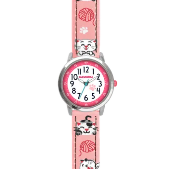 Hodinky CLOCKODILE Barevné rRůžové dívčí dětské hodinky KOČKY CWG5141 (CLOCKODILE Růžové dívčí dětské hodinky KOČKY CWG5141)