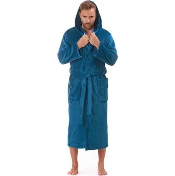 Pánský župan Pánský dlouhý župan s kapucí Vestis Siena 3156 petrolejová 9151 - světle šedá XL