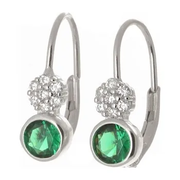 Náušnice Stříbrné naušnice se zelenými a čirými zirkony STNAU1649F