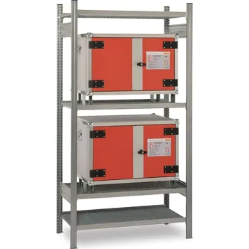 CEMO Ocelový regál pro umístění až dvou skříní na AKU články s patkami(11562)