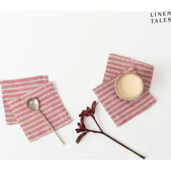 prostírání Podtácky v červeno-přírodní barvě v sadě 4 ks – Linen Tales ID_1567828